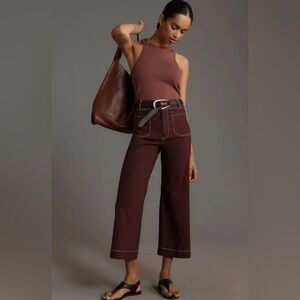Anthropologie Colette Contrast Stitch
Cropped Wide Leg Pants Maeve 23